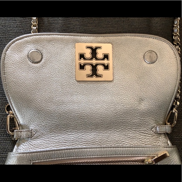 Auth Tory Burch Metallic Gold Crossbody Bag Purse - Picture 8 of 15